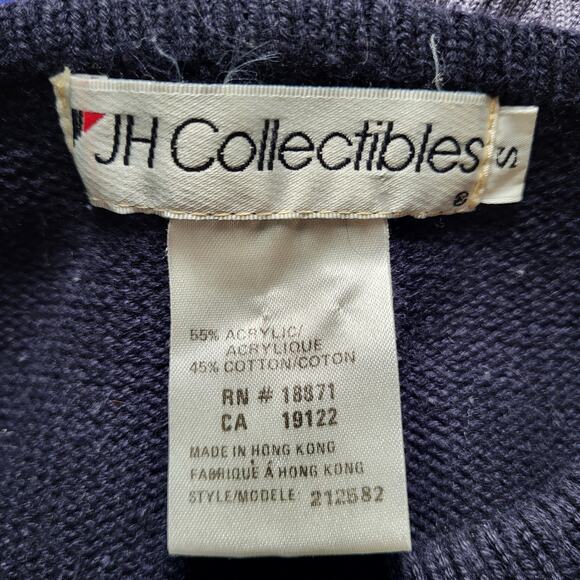 Vintage JH Collectibles Blue Cotton Blend Floral Design w/Embroidery Size Small - Picture 7 of 8